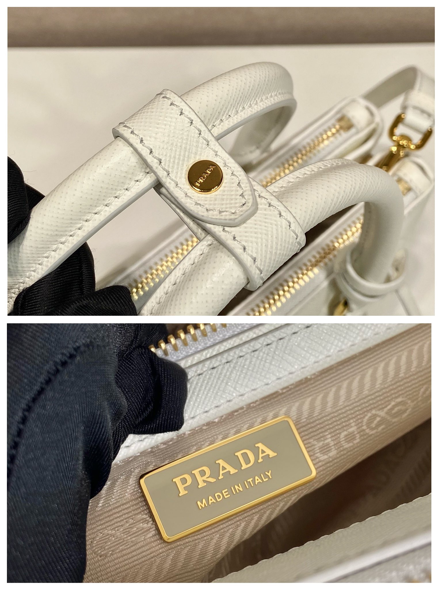 Prada Small Galleria Saffiano Leather Bag Tote Shoulder Bag White 1BA896 